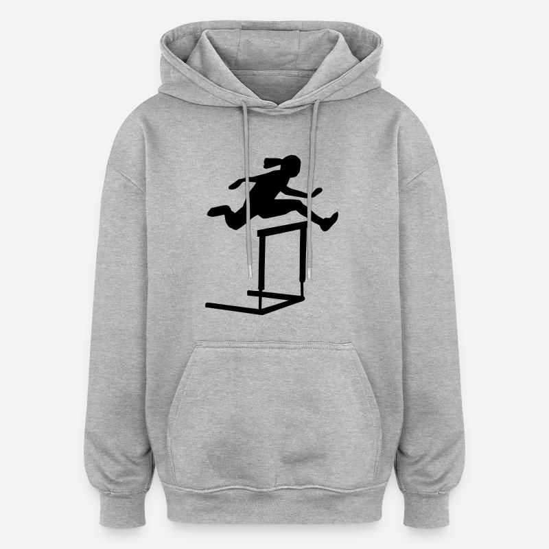 Hürdenlauf - Oversized Unisex Hoodie - Grau meliert
