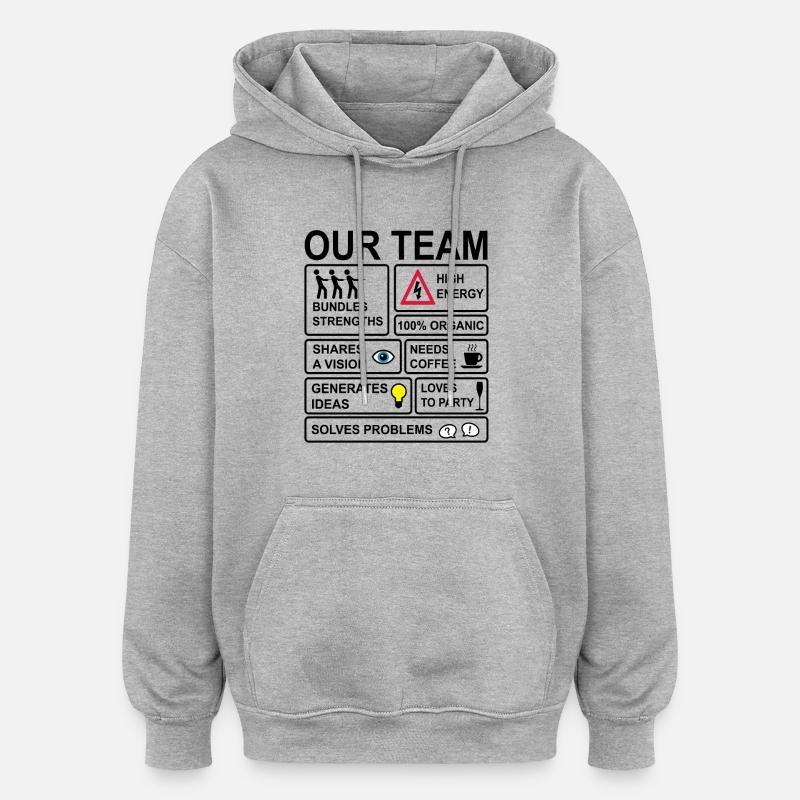 équipe - Sweat à capuche oversize unisexe - gris chiné