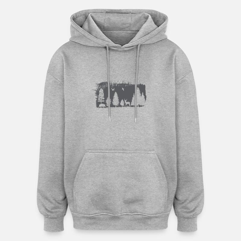 Wald Design - Oversized Unisex Hoodie - Grau meliert