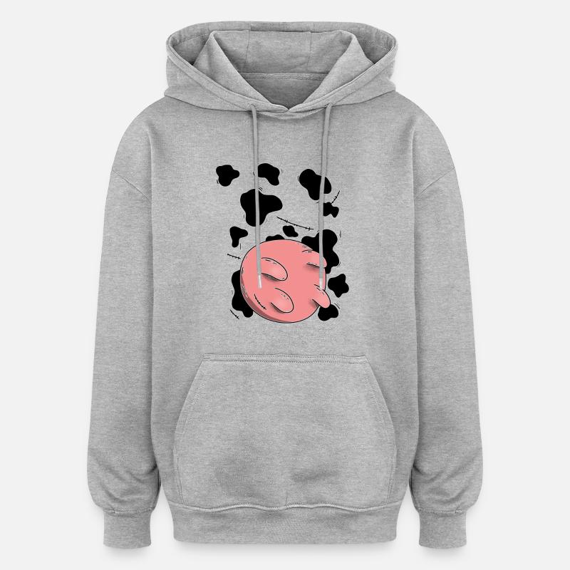 Conception du pis de vache - Sweat à capuche oversize unisexe - gris chiné