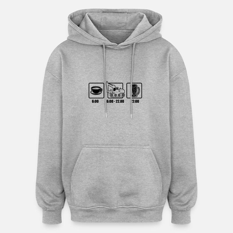 Baggerfahrer Kaffee Bier - Oversized Unisex Hoodie - Grau meliert