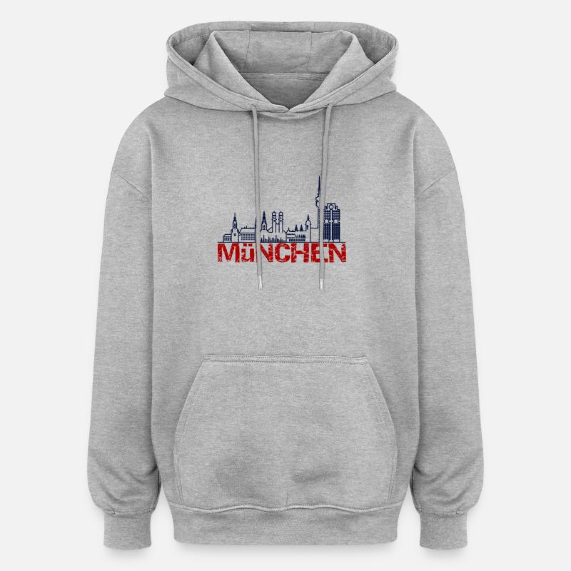 Munich - Sweat à capuche oversize unisexe - gris chiné