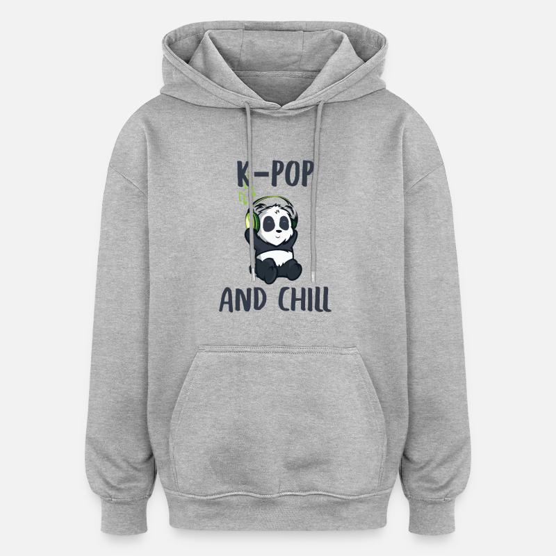k-pop k pop kpop & och chill Korea musikgåva - Oversized luvtröja unisex - gråmelerad