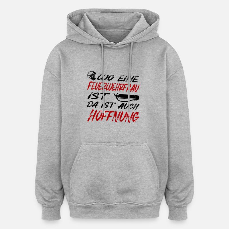 Conception de pompier - Sweat à capuche oversize unisexe - gris chiné