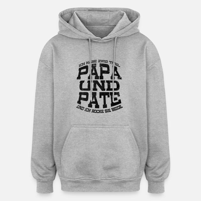Papa Parrain - Sweat à capuche oversize unisexe - gris chiné