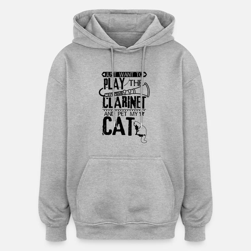 Clarinette chat - Sweat à capuche oversize unisexe - gris chiné