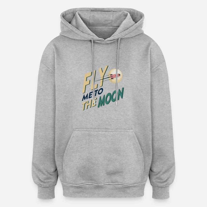 Fly me to the moon - Sweat à capuche oversize unisexe - gris chiné