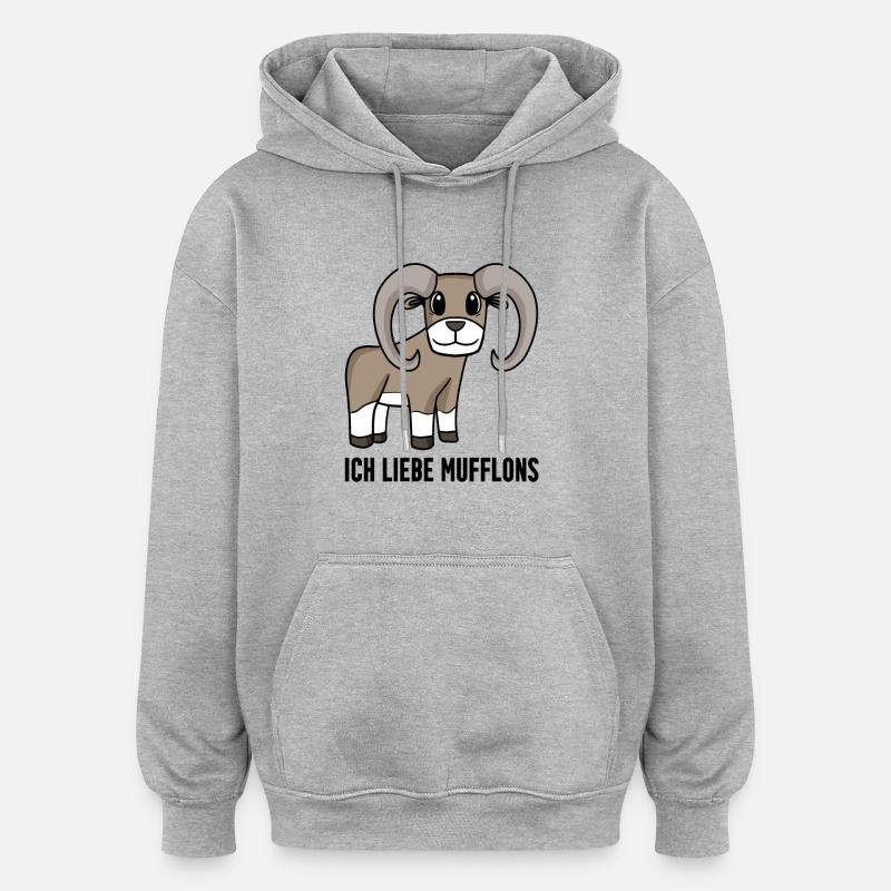 Mufflon Wildschaf - Oversized Unisex Hoodie - Grau meliert