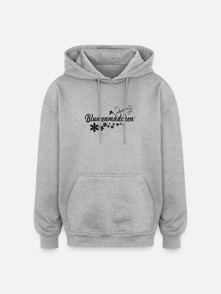 Blumenmädchen schwarze Blumen - Oversized Unisex Hoodie - Grau meliert