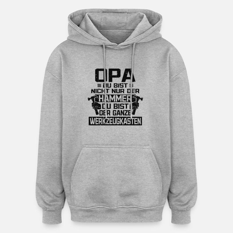 Opa werzeugkasten - Oversized Unisex Hoodie - Grau meliert