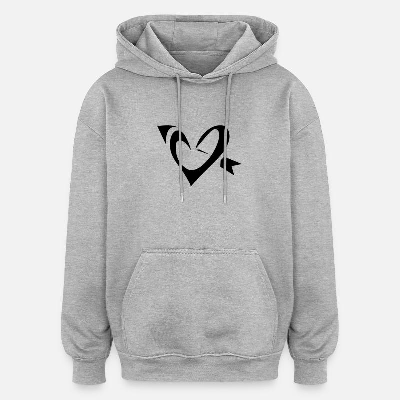 Herz Pfeil - Oversized Unisex Hoodie - Grau meliert