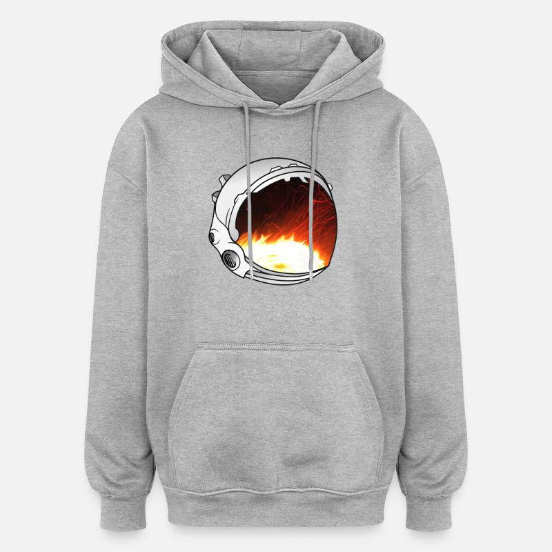 Illustration du casque d’astronaute - Sweat à capuche oversize unisexe - gris chiné