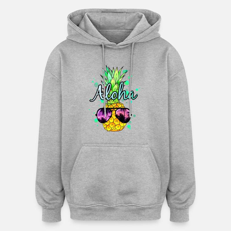 Ananas Aloha - Sweat à capuche oversize unisexe - gris chiné