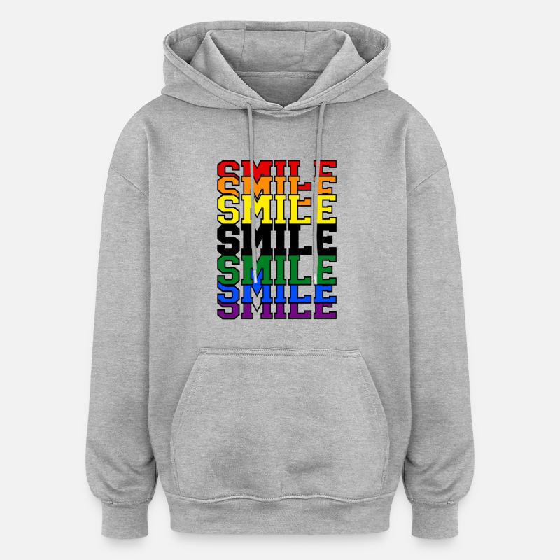 Smile Regenbogen - Oversized Unisex Hoodie - Grau meliert