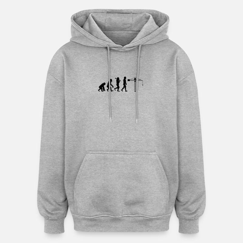 Kranführer Evolution - Oversized Unisex Hoodie - Grau meliert
