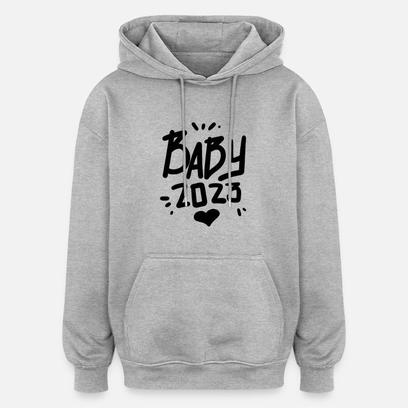 Bébé 2023 - Naissance Enceinte 2023 - Sweat à capuche oversize unisexe - gris chiné
