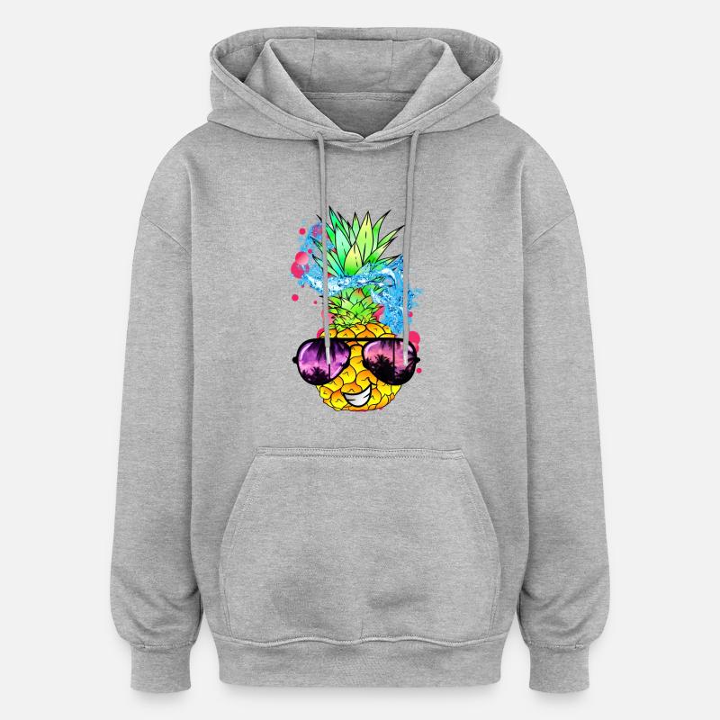 fruit d’ananas acidulé avec visage - Sweat à capuche oversize unisexe - gris chiné