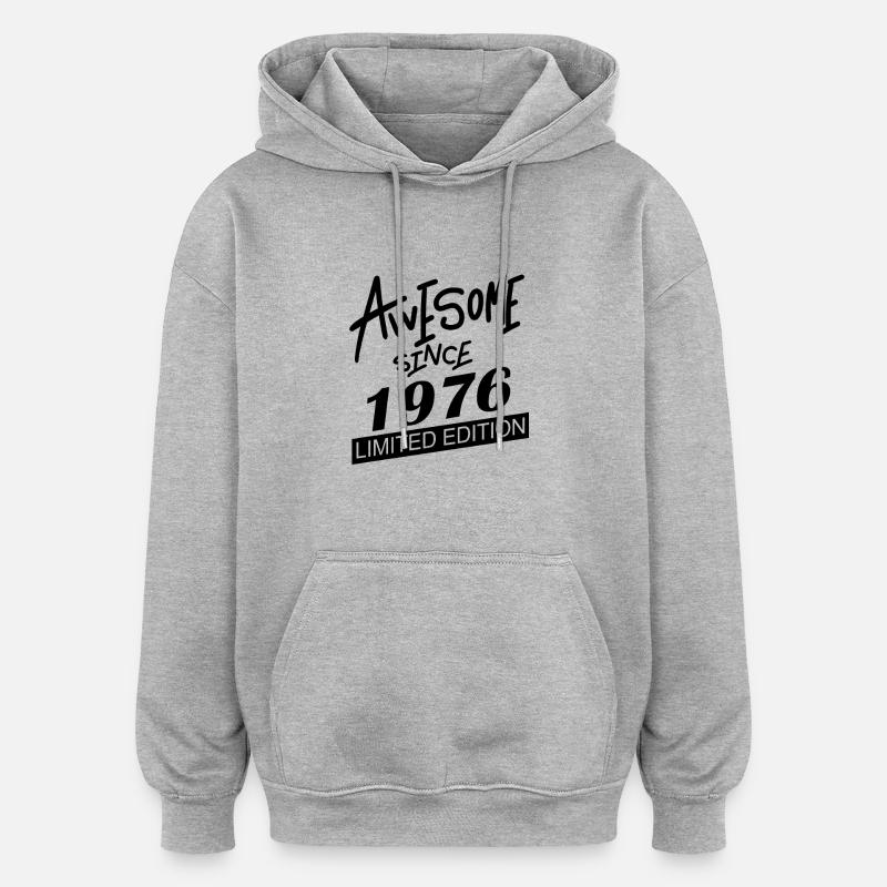 1976 - Né en 1976 - Sweat à capuche oversize unisexe - gris chiné