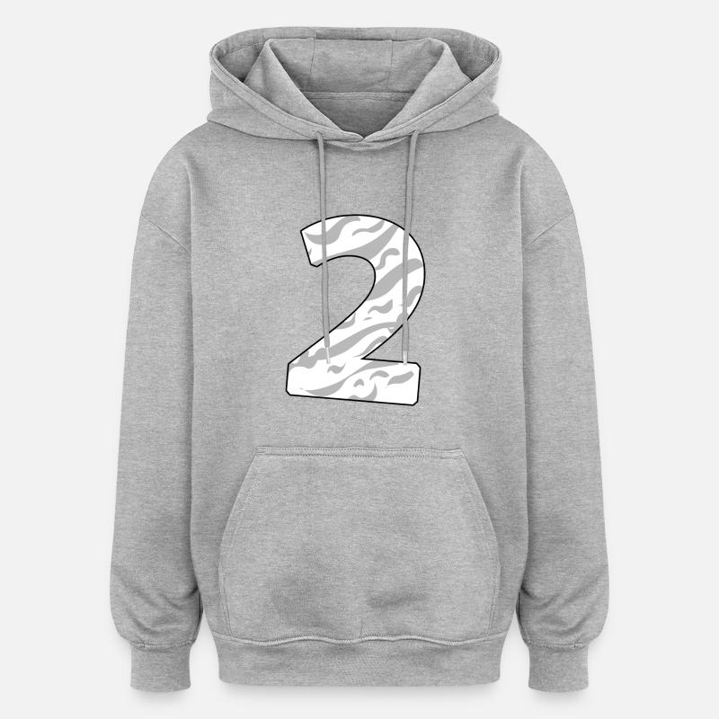 2 - Sweat à capuche oversize unisexe - gris chiné