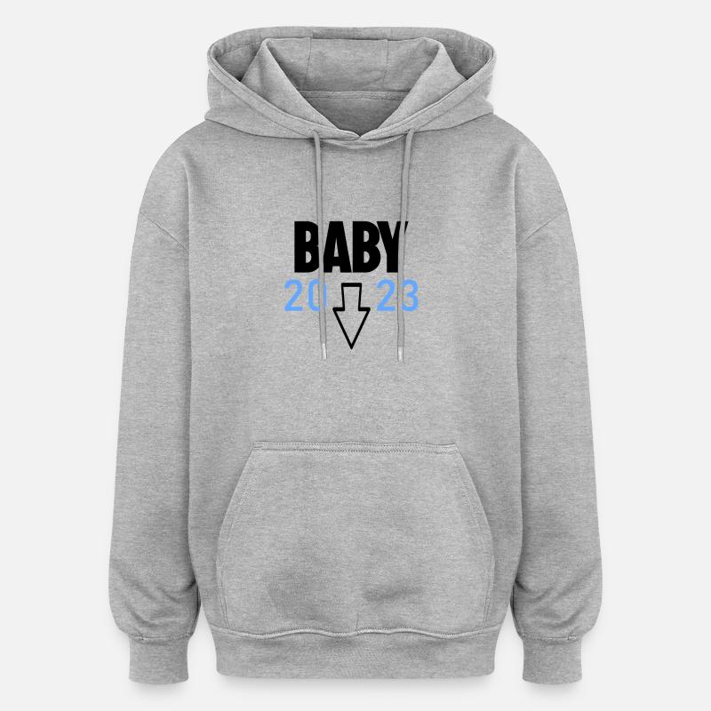 Grossesse 2023 - Enceinte - Sweat à capuche oversize unisexe - gris chiné