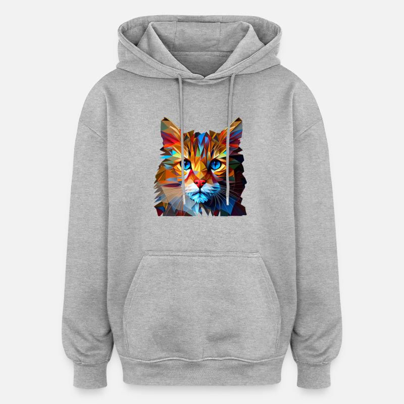 Chaton Chaton Chat Polygone Chat - Sweat à capuche oversize unisexe - gris chiné