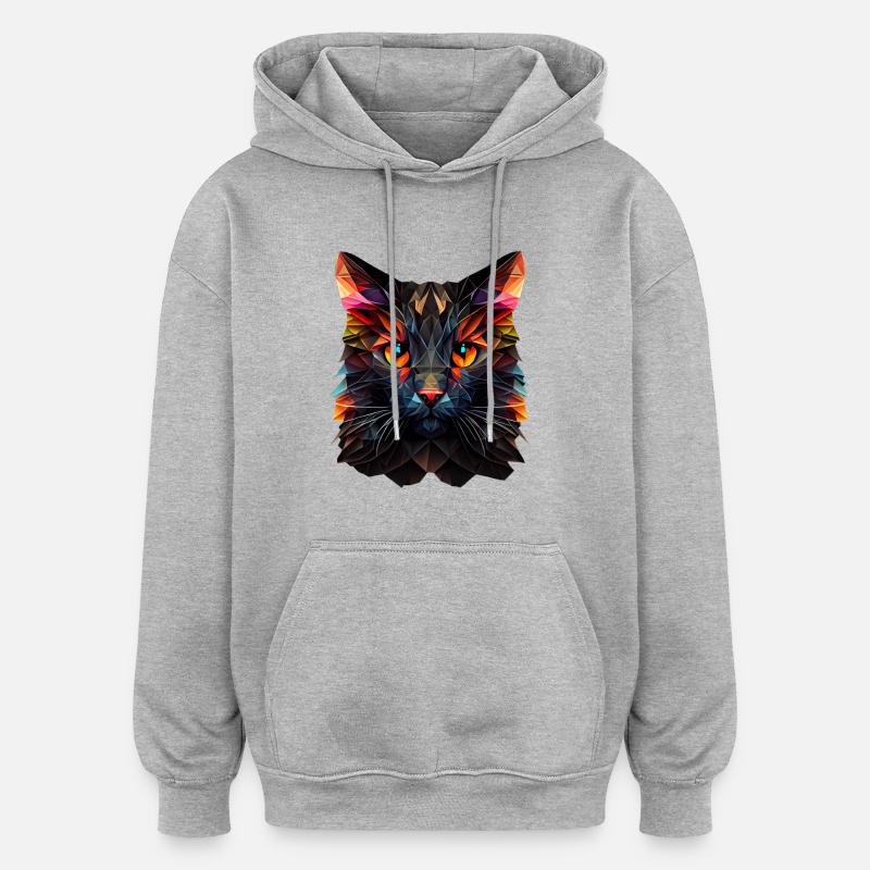 Chaton Chaton Chat Polygone Chat - Sweat à capuche oversize unisexe - gris chiné