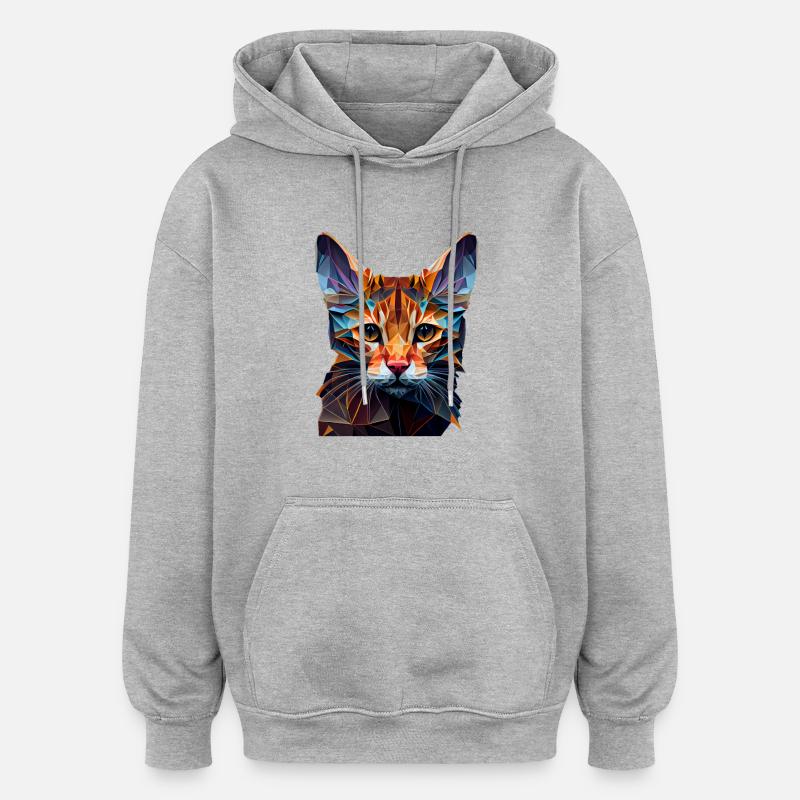 Chaton Chaton Chat Polygone Chat - Sweat à capuche oversize unisexe - gris chiné