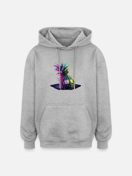EDM Music Rave Festival Pineapple Techno - Oversized Unisex Hoodie - heather grey