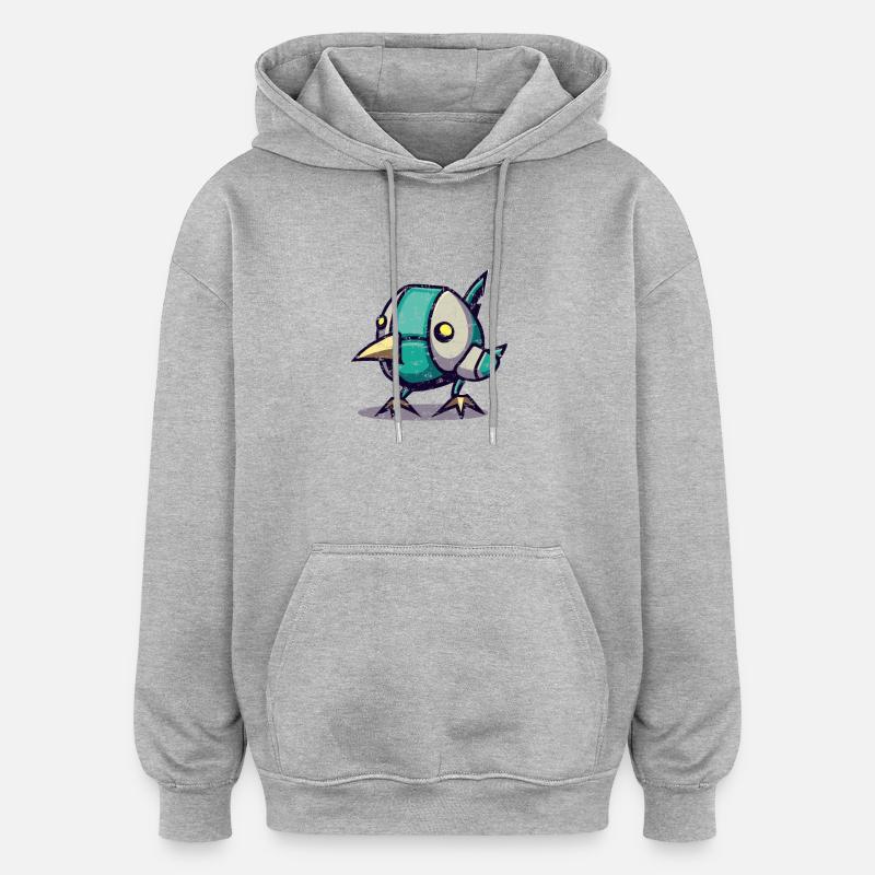 Robot Chick Bird - Sweat à capuche oversize unisexe - gris chiné