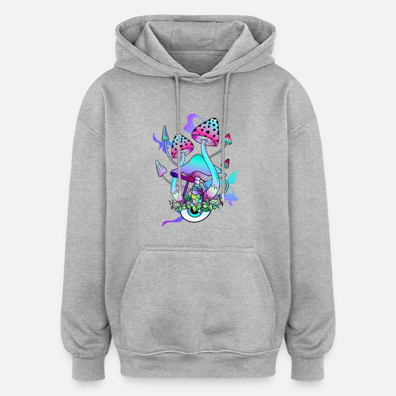 Trippy Hippie Champignon Psychédélique - Sweat à capuche oversize unisexe - gris chiné