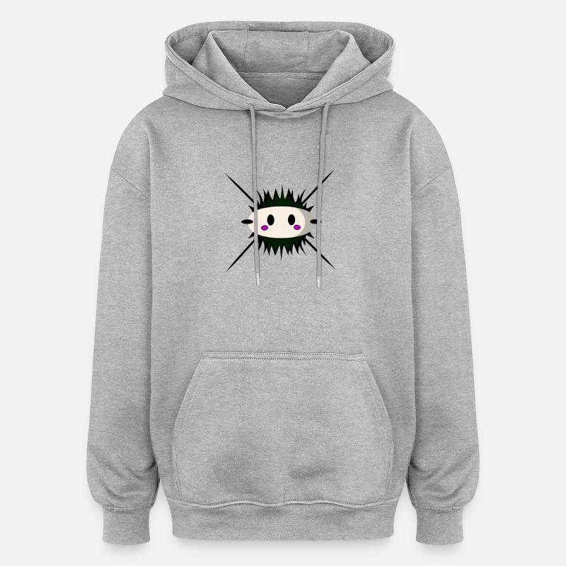 Oursin à épines Kawaii - Sweat à capuche oversize unisexe - gris chiné