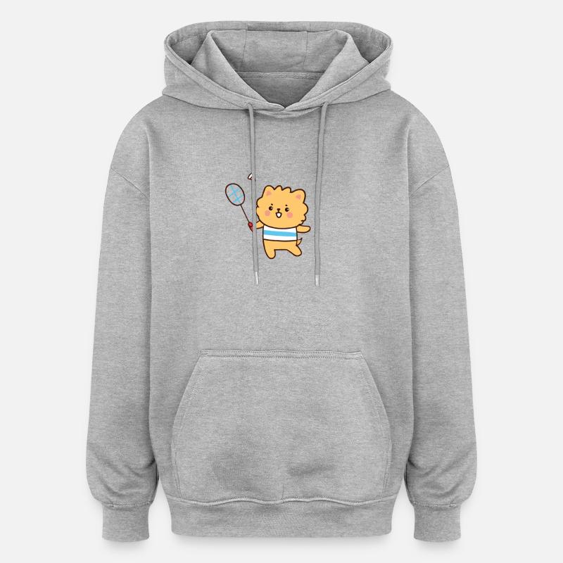Badminton Ours Lion Chien Chat - Sweat à capuche oversize unisexe - gris chiné