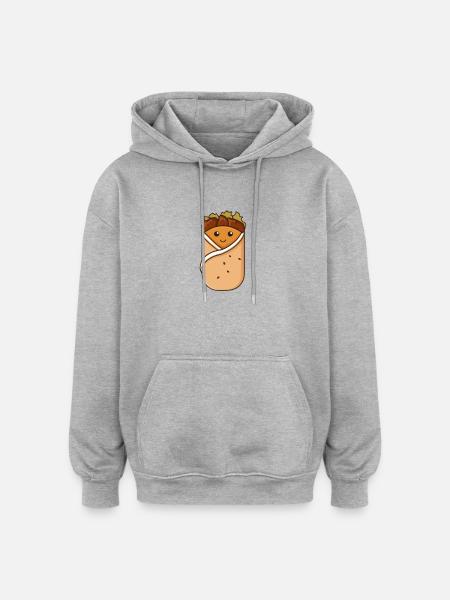 Döner Kebap Wrap Jufka Falaffel Design Kawaii - Felpa con cappuccio unisex oversize - grigio melange