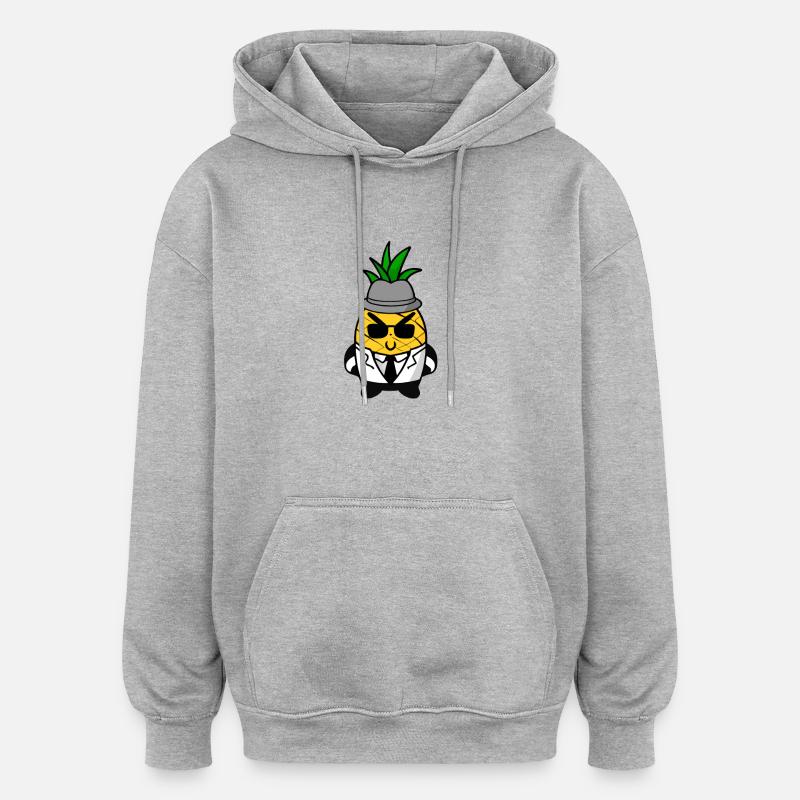 Pineapple Gangster Mafia Kawaii Design - Sweat à capuche oversize unisexe - gris chiné