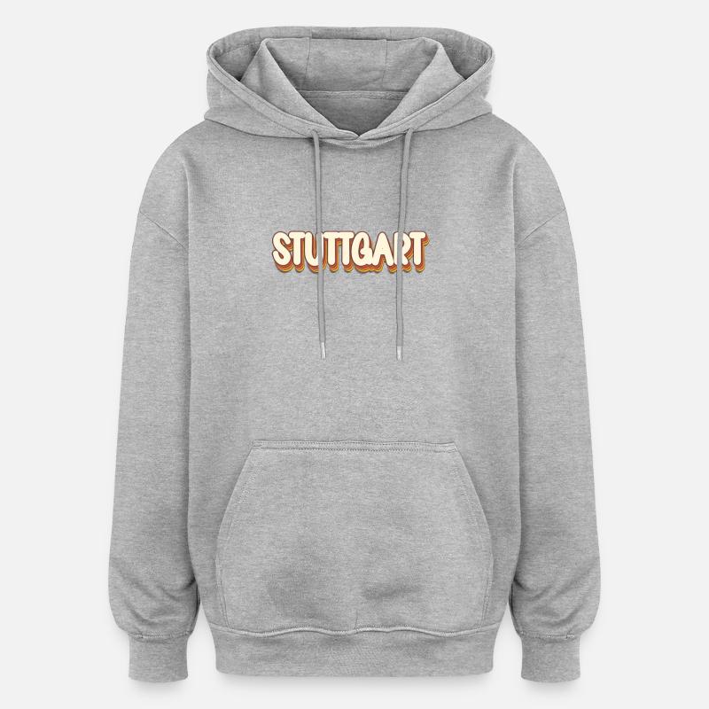 Stuttgarterin Stuttgarterer Stuttgarter - Sweat à capuche oversize unisexe - gris chiné