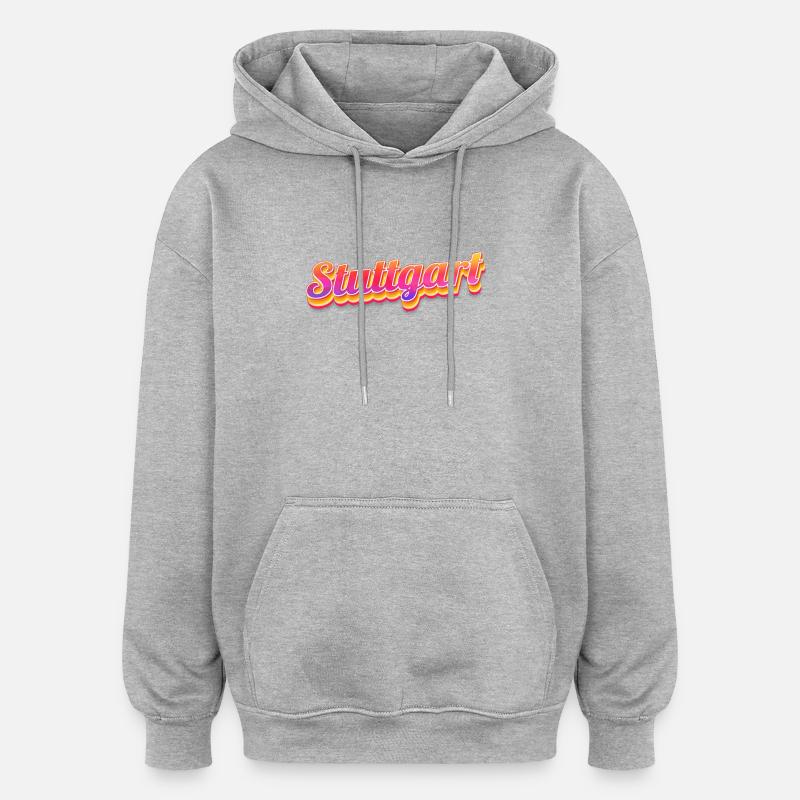 Stuttgarterin Stuttgarterer Stuttgarter - Sweat à capuche oversize unisexe - gris chiné