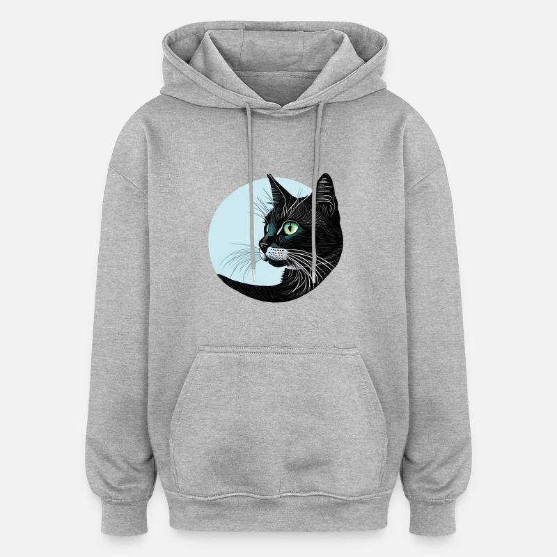 Schwarze Katze - Oversized Unisex Hoodie - Grau meliert