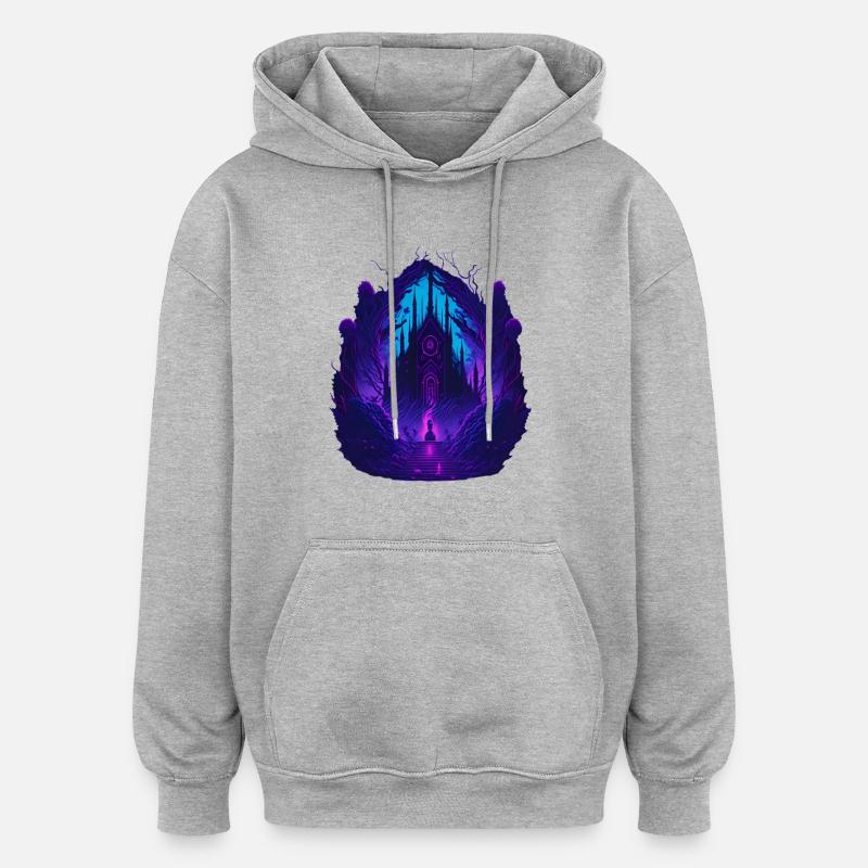 Neon Gothic Church Gothic Architecture - Oversized Unisex Hoodie - heather grey