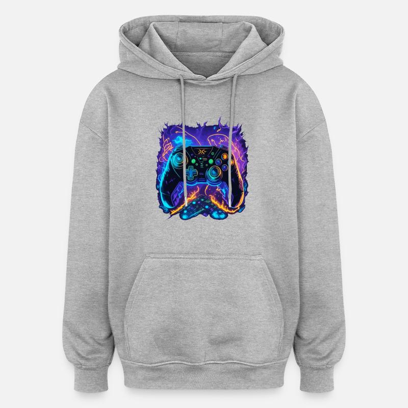 Powerful Gaming Controller Art - Oversized Unisex Hoodie - heather grey