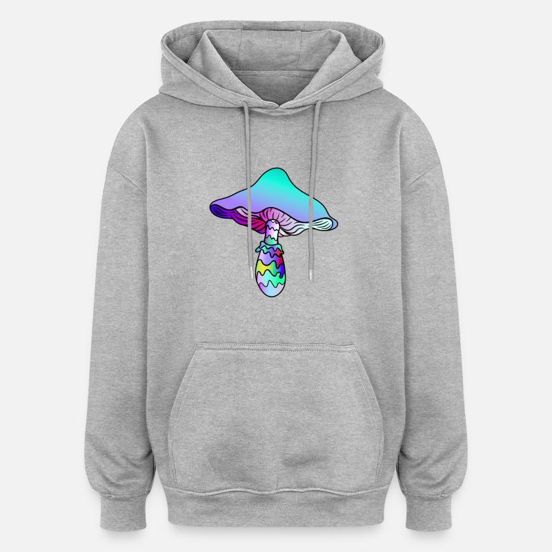Champignon Psychédélique - Champignon Arc-en-ciel - Sweat à capuche oversize unisexe - gris chiné