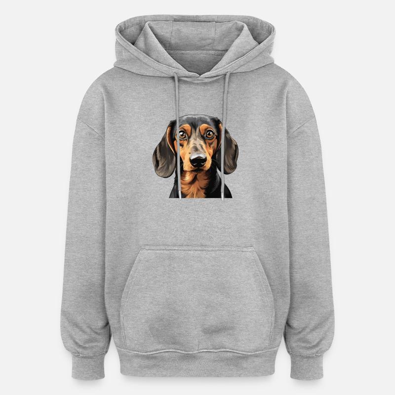 Hund Dackel - Oversized Unisex Hoodie - Grau meliert