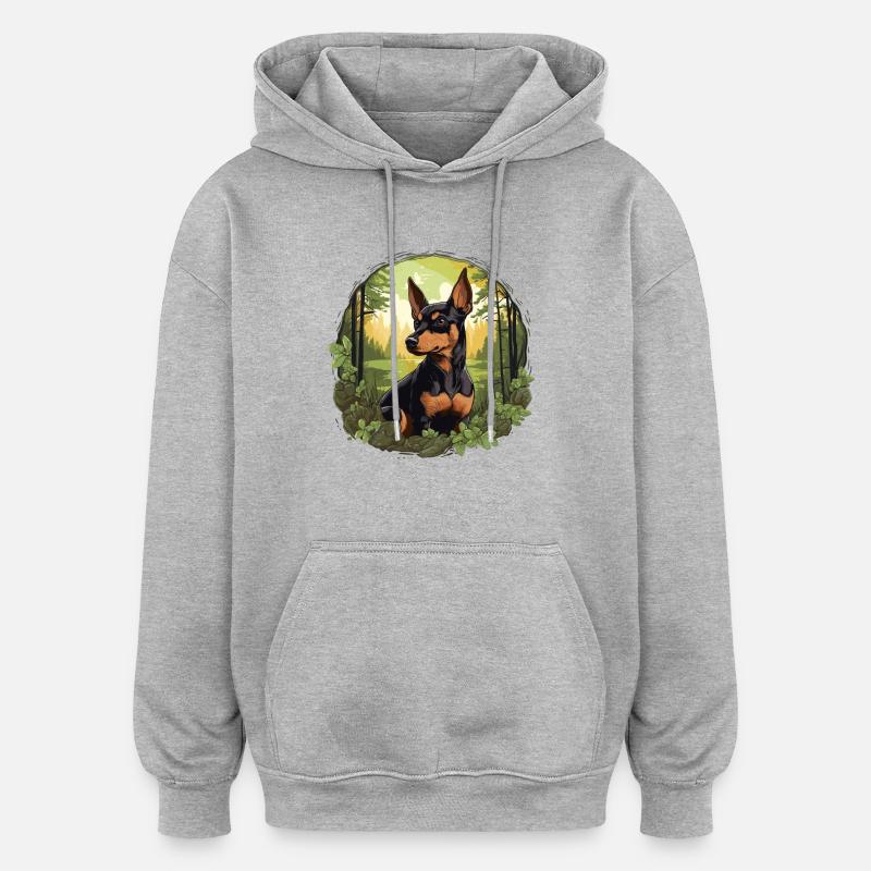 Pinscher - Sweat à capuche oversize unisexe - gris chiné