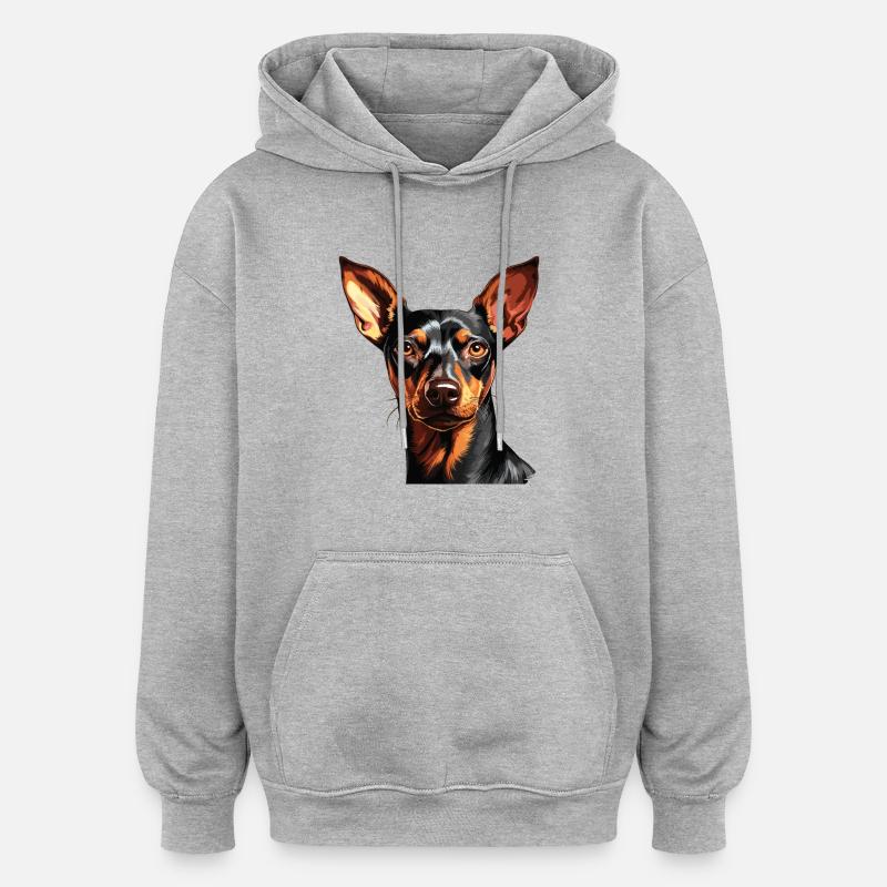 Pinscher - Sweat à capuche oversize unisexe - gris chiné