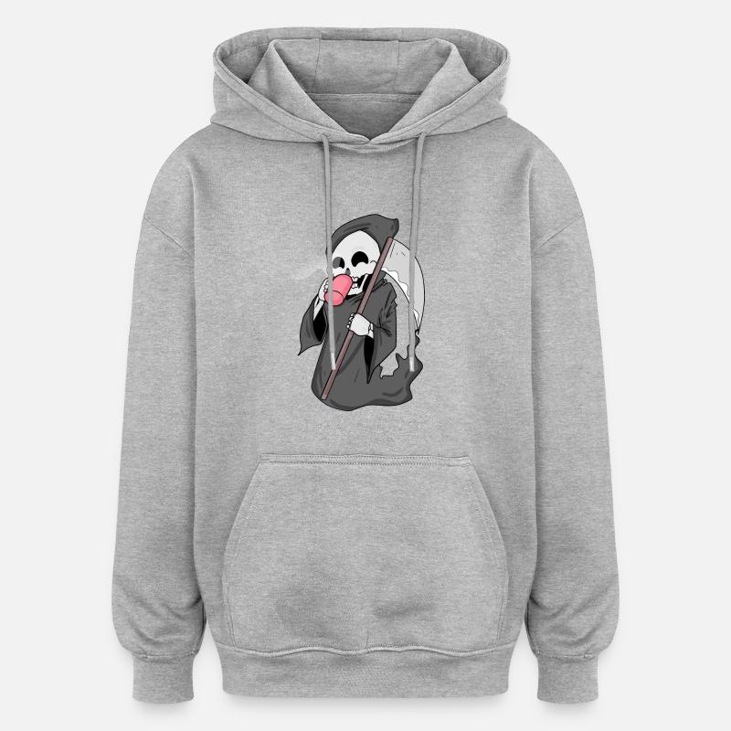Faucheuse au café - Sweat à capuche oversize unisexe - gris chiné