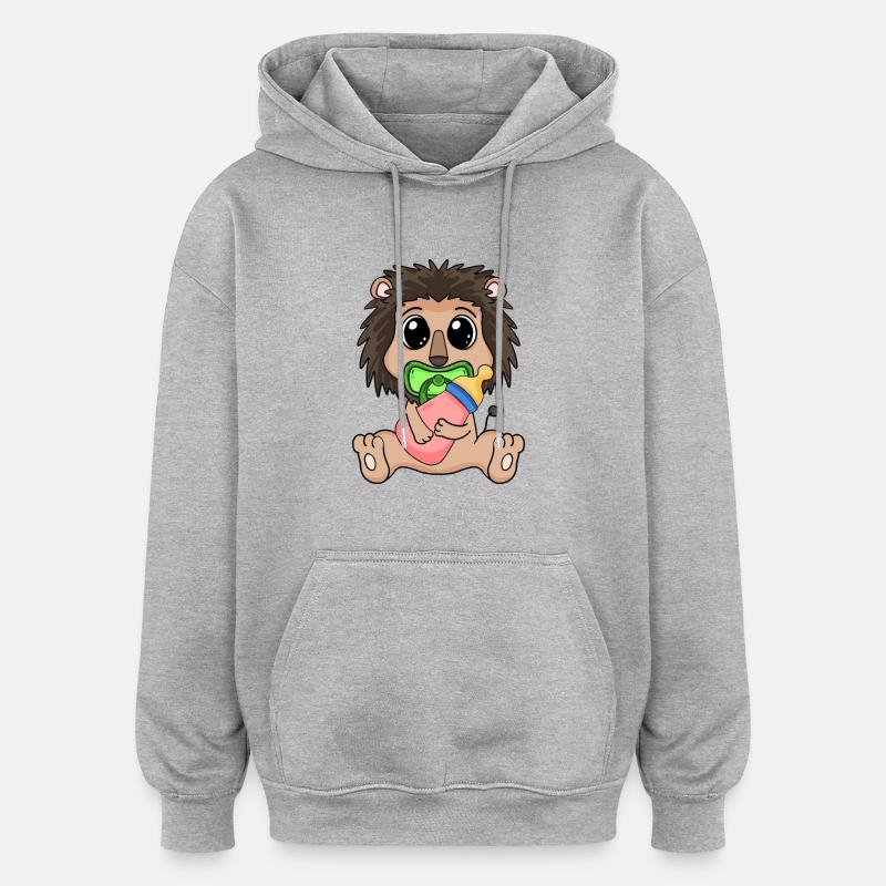 Bébé Lion Animal - Sweat à capuche oversize unisexe - gris chiné