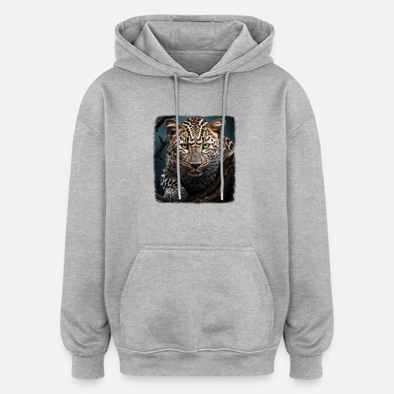 Leoparde realistic Leopard - Oversized Unisex Hoodie - heather grey