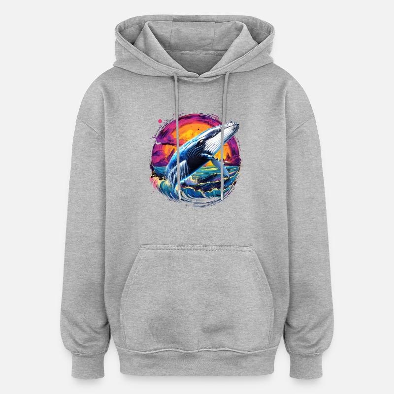 Blauwal - Oversized Unisex Hoodie - Grau meliert