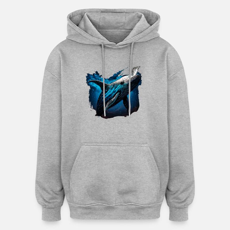 Baleine bleue - Sweat à capuche oversize unisexe - gris chiné