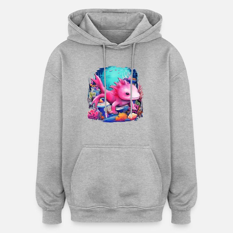 Axolotl - Sweat à capuche oversize unisexe - gris chiné