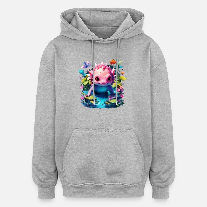 axolotl - Sweat à capuche oversize unisexe - gris chiné